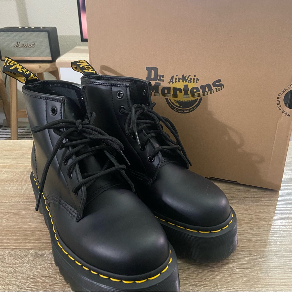 Brand NewDr Martens 101 Smooth Leather Platform Ankle Black Boots